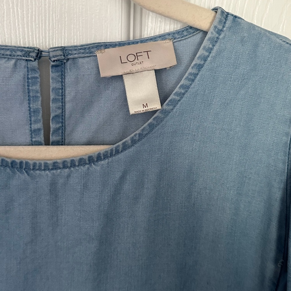 LOFT Ruffled Soft Jean Blouse - Picture 3 of 3